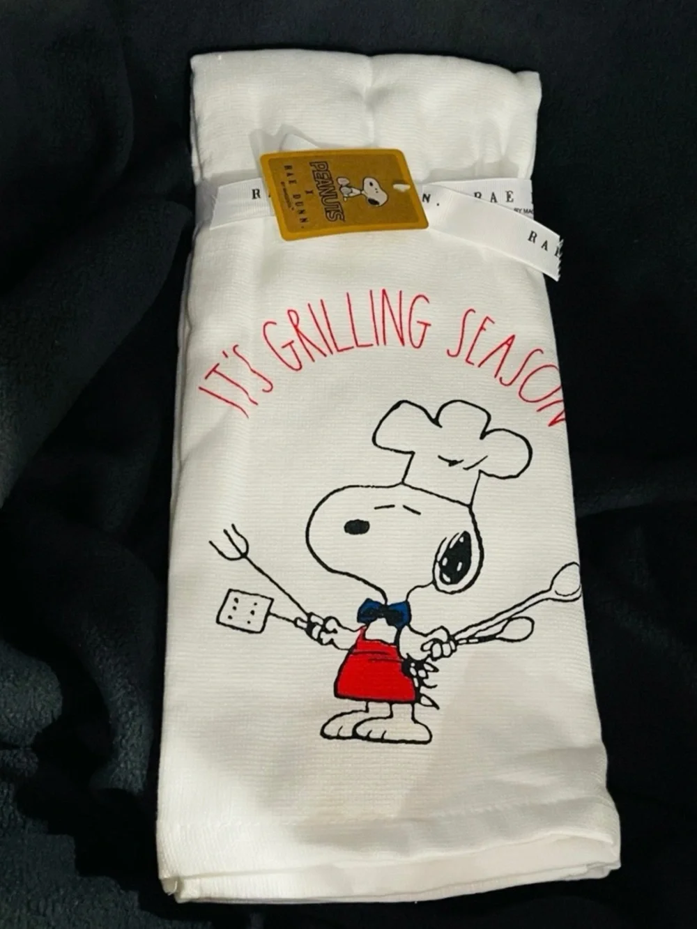 Rae Dunn Peanuts Snoopy Kitchen Towels IT'S GRILLING SEASON